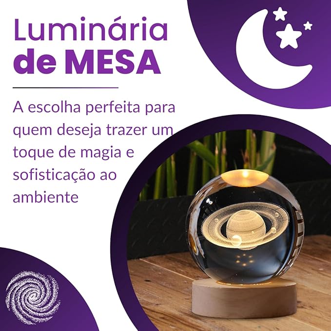 Luminária Bola de cristal SATURNO