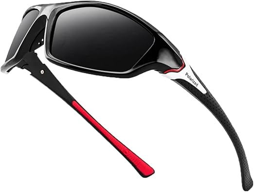Óculos de sol masculino POLARIZADO preto e vermelho