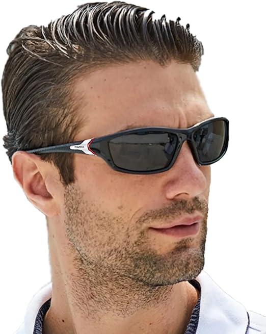 Óculos de sol masculino POLARIZADO preto e vermelho