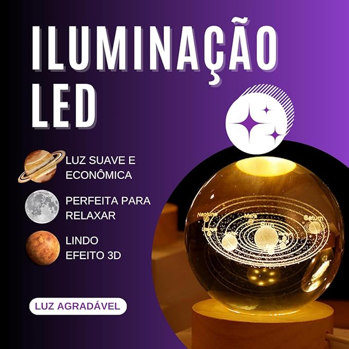 Luminária Bola de cristal SATURNO