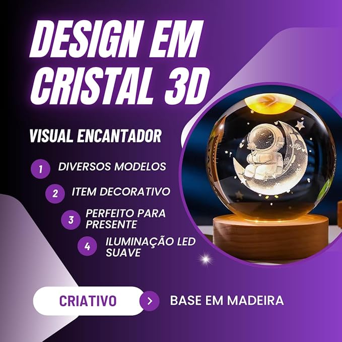 Luminária Bola de cristal SATURNO