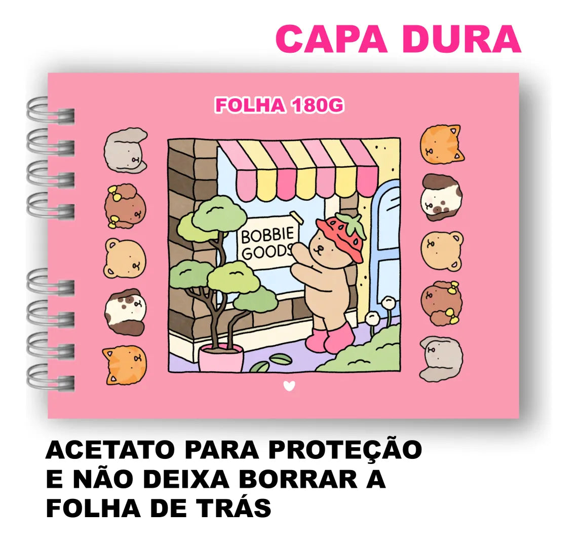 Kit Livro Colorir Bobbie Goods + 24 Canetinha Touch 2 Pontas