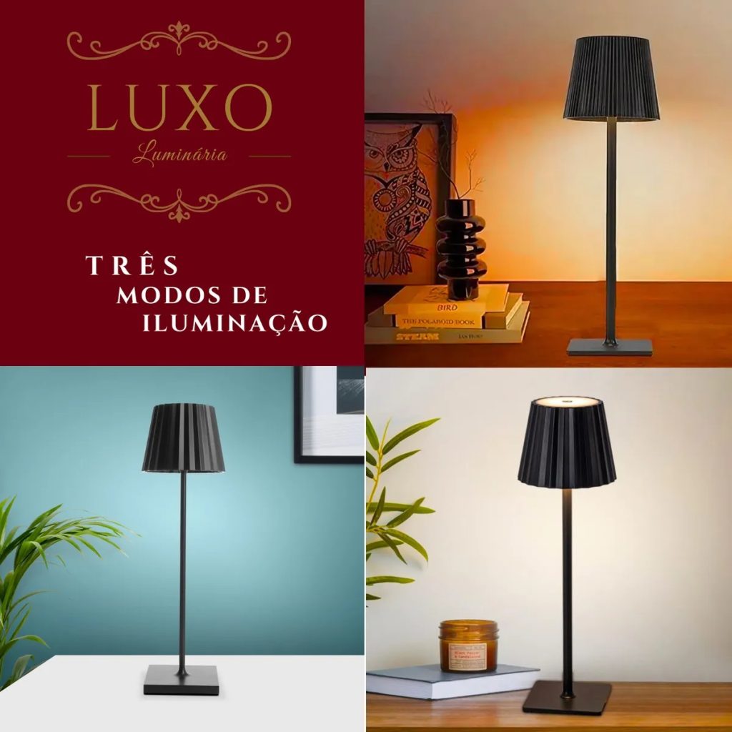 Luminária Abajur de Mesa Led - Toque